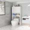 VERYKE Over The Toilet Storage Cabinet Freestanding Spacesaver Bathroom Stand White Toilet Storage Organizer with 3 Layers,Open shlef & 2 Doors view 2