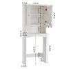 VERYKE Over The Toilet Storage Cabinet Freestanding Spacesaver Bathroom Stand White Toilet Storage Organizer with 3 Layers,Open shlef & 2 Doors view 3