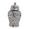 Homyl Ceramic Ginger Jar with Lid Universal Jar Handicraft Storage Decoration Home Decoration, Silver view 1