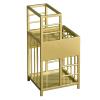 ZJMK Double Layer Metal Umbrella Stand for Indoor Entryway, Modern Gold Stoarge Holder with Drip Tray, Commercial Umbrella Rack for Hotels Lobby (Size : Small) view 2