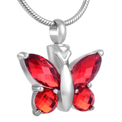LiHiFG Stainless Steel Crystal Butterfly Memorial Urn Cremation Pendant Necklace for Animal Ash - Memorial Ash Keepsake
