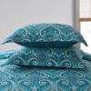 Travan 3-Piece Cotton Quilt Set Quilted Bedding Set for All Season, Cyan Blue Flower, King Size view 4
