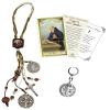 St Benedict Catholic House Blessing - with Saint Benedict of Nursia Card, Keychain, The Lord's Prayer | Holy Patron Saint of Europe San Benito Home Door Hanger, Cards, Key Chain | 4 Items Kit view 1