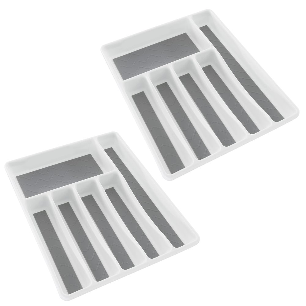 Lavish Home Silverware Drawer Organizer with 6 Sections, Non Slip Flatware Organizer, 2 units