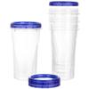 PLASTICPRO 48 Ounce Twist Top Deli Containers Clear bottom With Blue Top Twist on Lids Reusable, Stackable, Food Storage Freezer Container Pack of 4 (Blue) view 1
