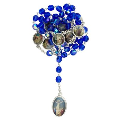 Our Lady of Sorrows | Catholic Devotional Prayer Beads | Includes Plastic Hard Case and Instructions | Great Religious Gift for First Holy Communion and Confirmation (Blue)
