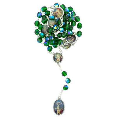 Our Lady of Sorrows | Catholic Devotional Prayer Beads | Includes Plastic Hard Case and Instructions | Great Religious Gift for First Holy Communion and Confirmation (Green)