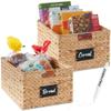 Best Choice Products Pantry Baskets Set of 2 16x12in Water Hyacinth Storage Baskets, Woven Wicker Kitchen Organizers with handles w/Chalkboard Label Chalk Marker - Natural view 1