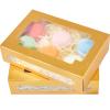 qiqee Cookie Boxes for Gift Giving 8x5.3x2 inch 24Packs Gold Treat Box with Window Bakery Box for Donuts Candies and Biscuit view 1