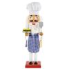 14" White and Blue Chef with Gingham Apron Wooden Christmas Nutcracker view 1