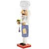 14" White and Blue Chef with Gingham Apron Wooden Christmas Nutcracker view 3