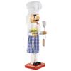 14" White and Blue Chef with Gingham Apron Wooden Christmas Nutcracker view 4