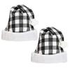 Beistle Plaid Santa Hats 2 Pack, Black & White Buffalo Check Holiday Wearable Accessories, Soft Fabric Santa Caps with White Trim & Pom, One Size Fits Most Adults view 1