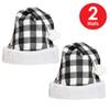 Beistle Plaid Santa Hats 2 Pack, Black & White Buffalo Check Holiday Wearable Accessories, Soft Fabric Santa Caps with White Trim & Pom, One Size Fits Most Adults view 4