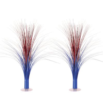 Beistle 2-Pack Plastic Metallic Spray Centerpieces in Red, Silver, & Blue, Patriotic Party Decorations for 4th of July, Memorial Day, American Party Supplies, 19"