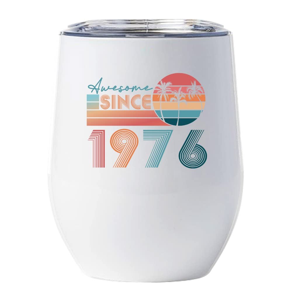Awesome Since 1976 Wine Glass 49 Years Cup 49th Bday Beach Sunset Tumbler Gift
