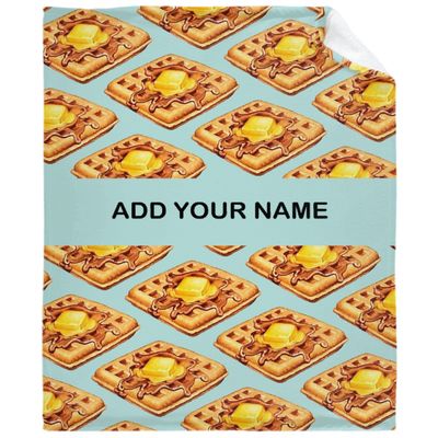 Anuruddha Waffle Personalized Blanket with Name Custom Text Blankets for Bedroom Couch, Lightweight Personalized Gift for for Waffle Lovers Oversize (120"x90")