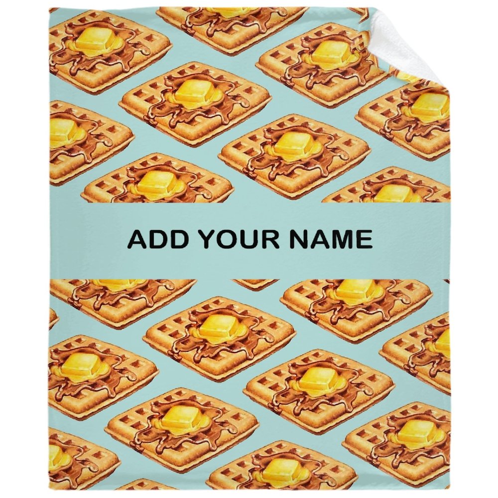 Anuruddha Waffle Personalized Blanket with Name Custom Text Blankets for Bedroom Couch, Lightweight Personalized Gift for for Waffle Lovers Oversize (120"x90")