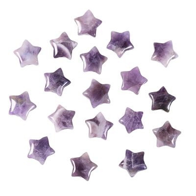 Nupuyai Set of 10 Mini Crystal Star Shape Pocket Palm Stone, Healing Reiki Worry Crystal Stone for Anxiety/Yoga Meditation/Energy Balancing, Amethyst