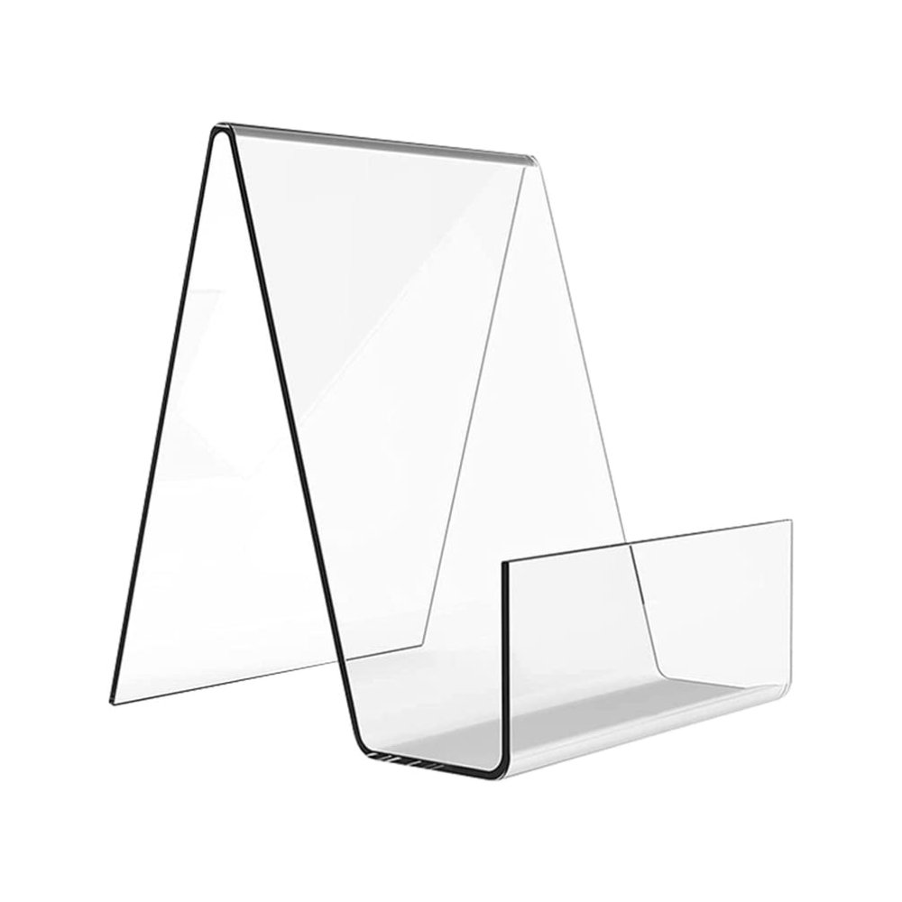 Zerodeko 2pcs Transparent Acrylic Book Display Stands Clear Book Holders for Showcasing Calendars and Artworks Desktop Stable and Eye-catching Design for Easy Viewing