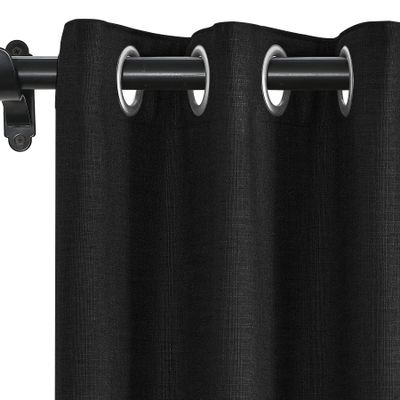 Fcosie 100% Blackout Extra Long Linen Curtains (with Liner), Linen Look Curtains Grommet Energy Efficient Drapes Tall Curtains for High Living Room High Ceiling (2 Panels), Black, 50 W x 120 L Inch