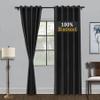 Fcosie 100% Blackout Extra Long Linen Curtains (with Liner), Linen Look Curtains Grommet Energy Efficient Drapes Tall Curtains for High Living Room High Ceiling (2 Panels), Black, 50 W x 120 L Inch view 2