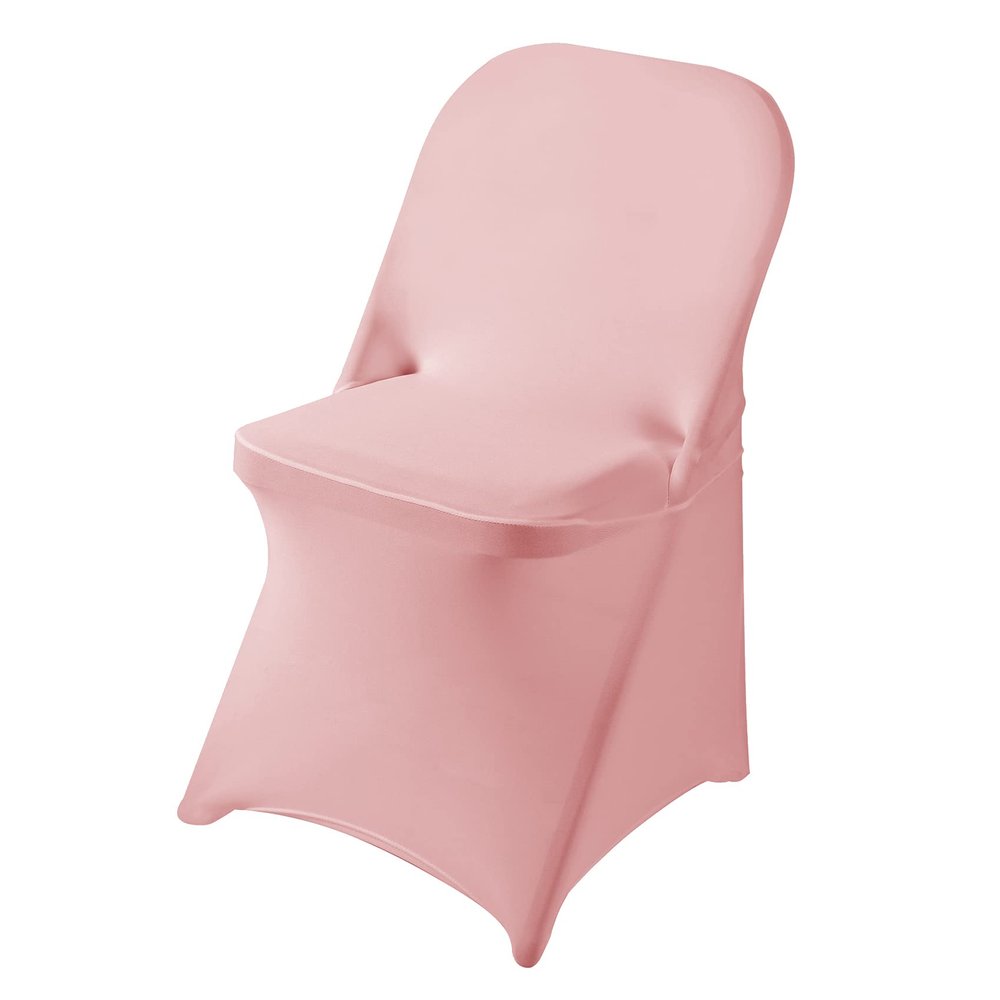 6 Pack Dusty Pink Spandex Folding Chair Covers in Stretch Washable Fabric for Wedding, Party,Holidays,Celebration and Other Special Events
