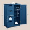 Yaheetech Wooden Bathroom Floor Cabinet, Side Storage Organizer Cabinet with 4 Drawers and 1 Cupboard, Freestanding Entryway Storage Unit Console Table, Bathroom Furniture Home Decor, Navy Blue view 3