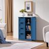 Yaheetech Wooden Bathroom Floor Cabinet, Side Storage Organizer Cabinet with 4 Drawers and 1 Cupboard, Freestanding Entryway Storage Unit Console Table, Bathroom Furniture Home Decor, Navy Blue view 4