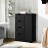 Topeakmart Wooden Bathroom Floor Cabinet, Free Standing Side Cabinet w/4 Drawers & 3 Tier Cupboard Storage Organizer Unit for Hallway/Entryway, Black view 2