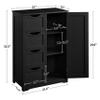 Topeakmart Wooden Bathroom Floor Cabinet, Free Standing Side Cabinet w/4 Drawers & 3 Tier Cupboard Storage Organizer Unit for Hallway/Entryway, Black view 3