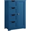 Topeakmart Wooden Bathroom Floor Cabinet, Free Standing Side Cabinet w/4 Drawers & 3 Tier Cupboard Storage Organizer Unit for Hallway/Entryway, Navy Blue view 1