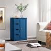 Topeakmart Wooden Bathroom Floor Cabinet, Free Standing Side Cabinet w/4 Drawers & 3 Tier Cupboard Storage Organizer Unit for Hallway/Entryway, Navy Blue view 2