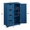 Topeakmart Wooden Bathroom Floor Cabinet, Free Standing Side Cabinet w/4 Drawers & 3 Tier Cupboard Storage Organizer Unit for Hallway/Entryway, Navy Blue view 3
