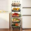 5-Tier Fruit Basket Cart with Wheels, Metal Wire Fruit Vegetable Storage Basket Organizer for Kitchen, No Installation Required and Foldable Utility storage shelf Cart for Pantry,Bathroom (Black) view 3