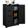 Yaheetech Wooden Bathroom Floor/Side Storage Organizer Cabinet with 4 Drawers and 1 Cupboard, Freestanding Entryway Storage Unit Console Table for Home Decor view 1