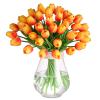 30 Pcs Artificial Tulips PU Faux Flowers, Sunset Real Touch Fake Tulips for Valentine's Day Spring Easter Home Kitchen Wedding Decorations and New Year Decor view 1