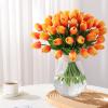 30 Pcs Artificial Tulips PU Faux Flowers, Sunset Real Touch Fake Tulips for Valentine's Day Spring Easter Home Kitchen Wedding Decorations and New Year Decor view 2