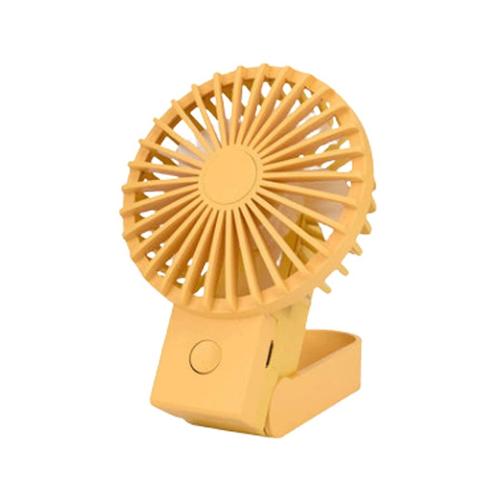 DFDFSFG Small Handheld/Countertop Mini Fan,Folding Fan,USB Rechargeable Fan,Home,Outdoor,3 Speeds 1-2 Hours Quiet Working,Cooling Fan Strong Airflow (Color : Yellow)