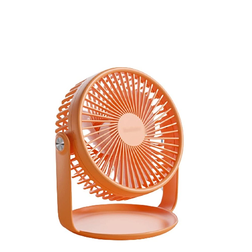 DFDFSFG Small Mini Desk Fan,Plug-in Desk Fan,Powerful,Quiet 3 Speeds Wind Desktop Fan,360 Adjustment Cooling Fan,Home,Bedroom,Office Strong Airflow (Color : Orange, Size : Plug in)