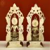 Exotic India 12" Brass Lord Ganesha and Goddess Lakshmi with Kirtimukha Prabhavali - Brass view 4