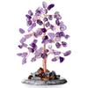 Amethyst Healing Crystal Tree of Life Natural Gemstone Agate Slice Base Copper Wire Wrapped Money Trees Feng Shui Reiki Spiritual Energy Decorations Home Office Room Desk Decor Gifts for Women Men view 1