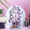 Amethyst Healing Crystal Tree of Life Natural Gemstone Agate Slice Base Copper Wire Wrapped Money Trees Feng Shui Reiki Spiritual Energy Decorations Home Office Room Desk Decor Gifts for Women Men view 2