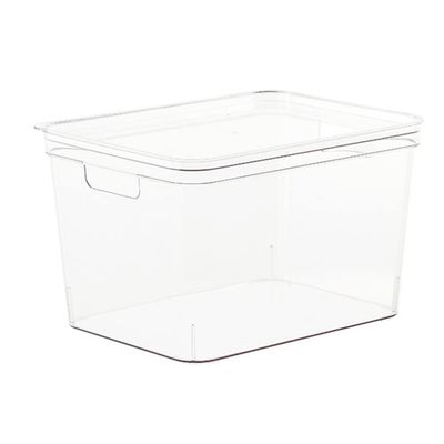 Angoily Plastic Storage Bin Tote Organizing Container with lid Fridge Storage Bin for Office Entryway Closet Bedroom