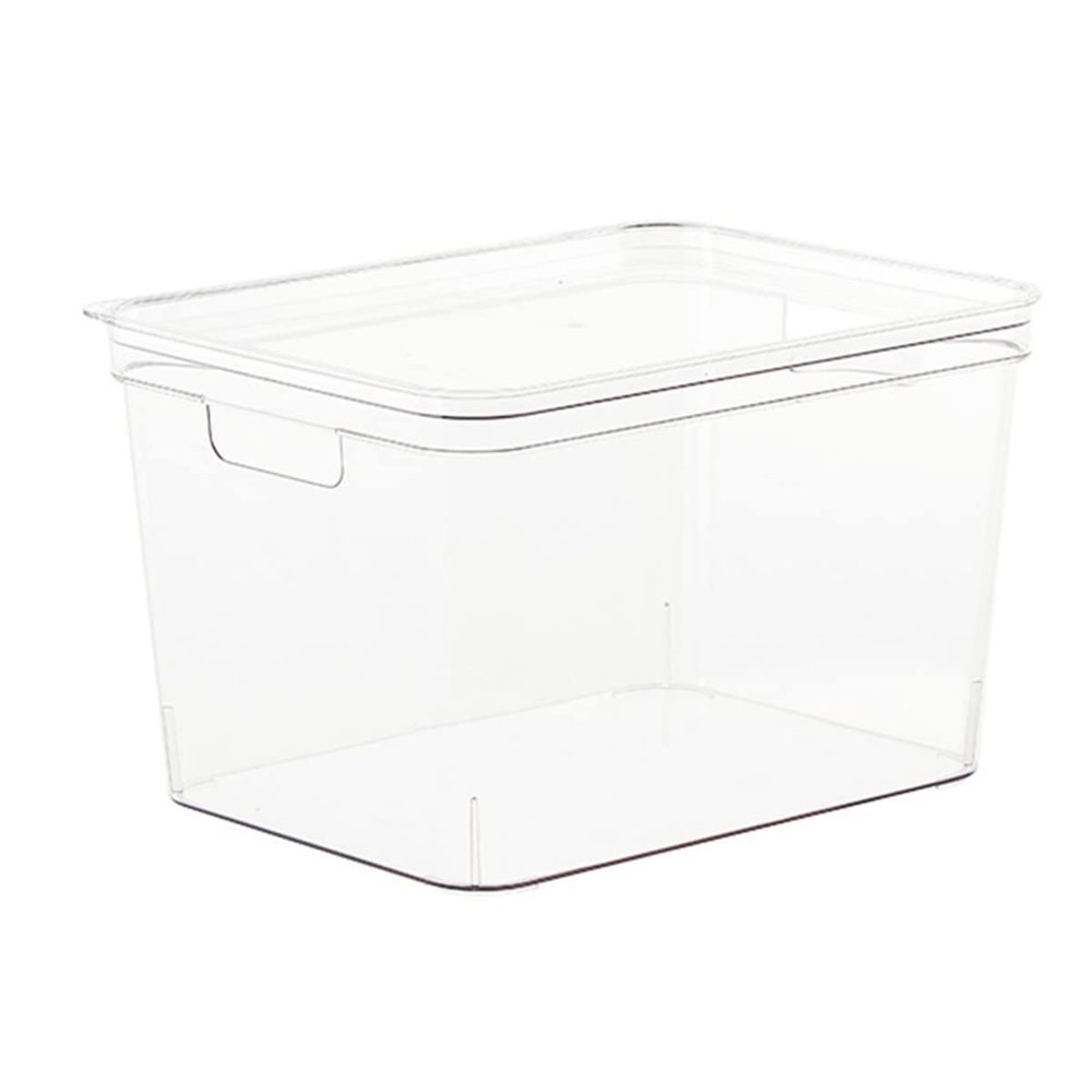 Angoily Plastic Storage Bin Tote Organizing Container with lid Fridge Storage Bin for Office Entryway Closet Bedroom
