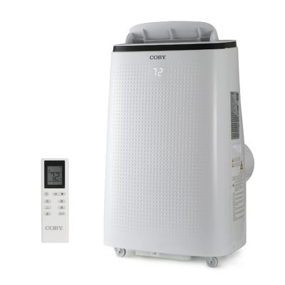 COBY Portable Air Conditioner 4-in-1 AC Unit, Heater, Dehumidifier & Fan, Air Conditioner 15,000 BTU Portable AC Unit with Remote Control for Rooms up to 775 Sq. Ft., 24-Hour Timer, & Installation Kit