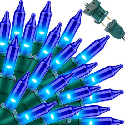 LAMPHOME Blue Christmas Lights Decoration 300Lights 63.8ft(2pk of 150L) UL Certified Mini Bulb String Lights Set Hanukkah Traditional Light for Outdoor Christmas Tree Garden Holiday Party Patio Decor