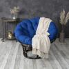 Sorra Home Tufted Papasan Cushion - Bucket & Moon Chair Comfy Round Cushion - Floor Pillow with Plush Foam for Indoor Furniture (Frame Not Included) - Blue (48" x 48" x 4") view 1