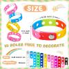 Yinkin 24 Pcs Silicone Charm Rubber Bracelets for Kids Adjustable Party Gifts Silicone Wristbands Bracelets with Holes for Shoe Charm Girls Boys Birthday Party Award, 12 Colors view 2