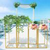 2Pcs 40cm+2Pcs 60cm Wedding Flower Vase Tabletop Flower Stand Floor Vases Metal Wedding Center Stand Display Rack Aisle Decoration Pillar for Lawn Hotel Opening Ceremony Banquet Hall Decor (Gold) view 2